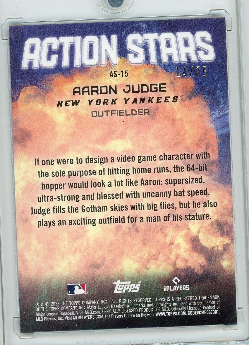 Aaron Judge 2023 Topps Chrome Update Action Stars Gold #'d 14/75