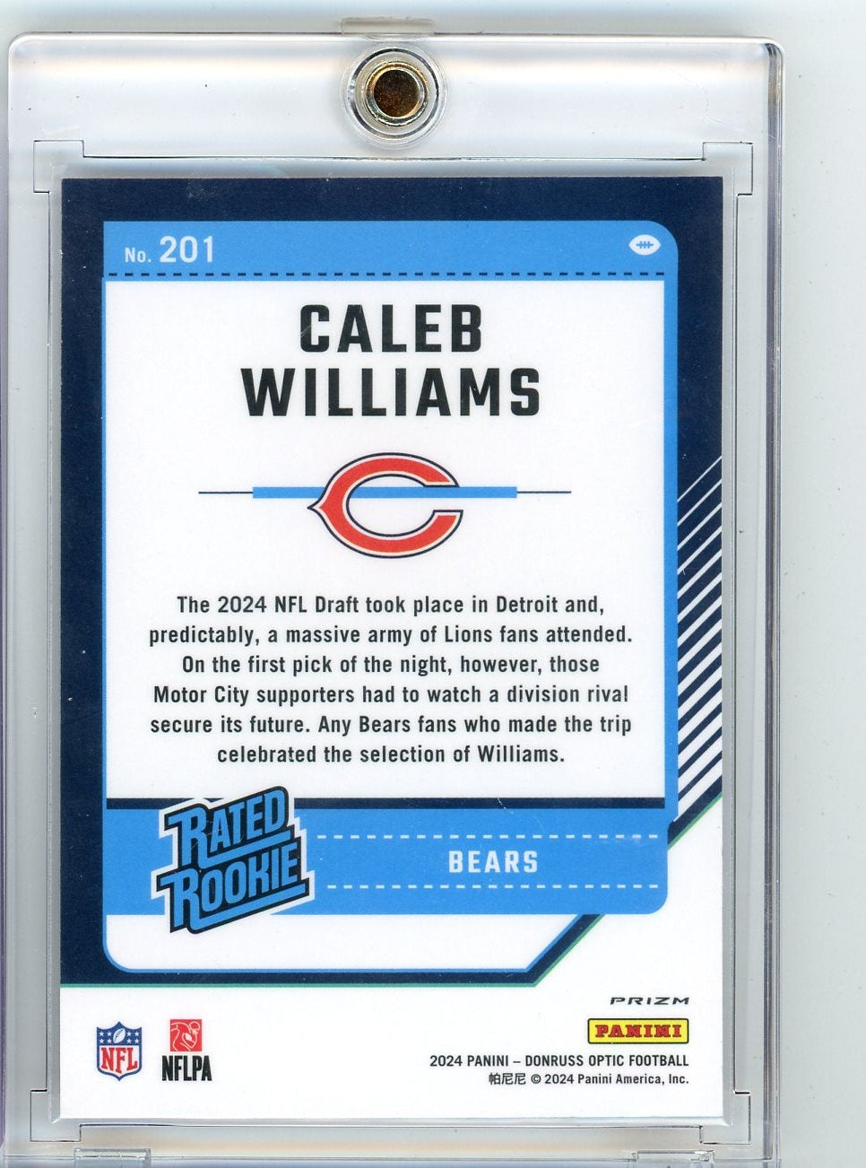 Caleb Williams 2024 Donruss Optic "100 Emoji" Rated Rookie #201