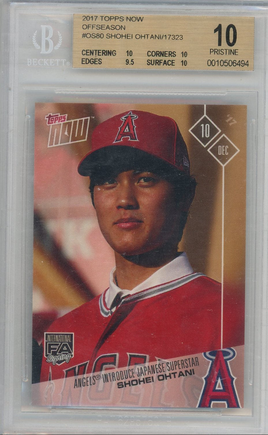 Shohei Ohtani 2017 Topps Now Off Season #OS80 BGS 10