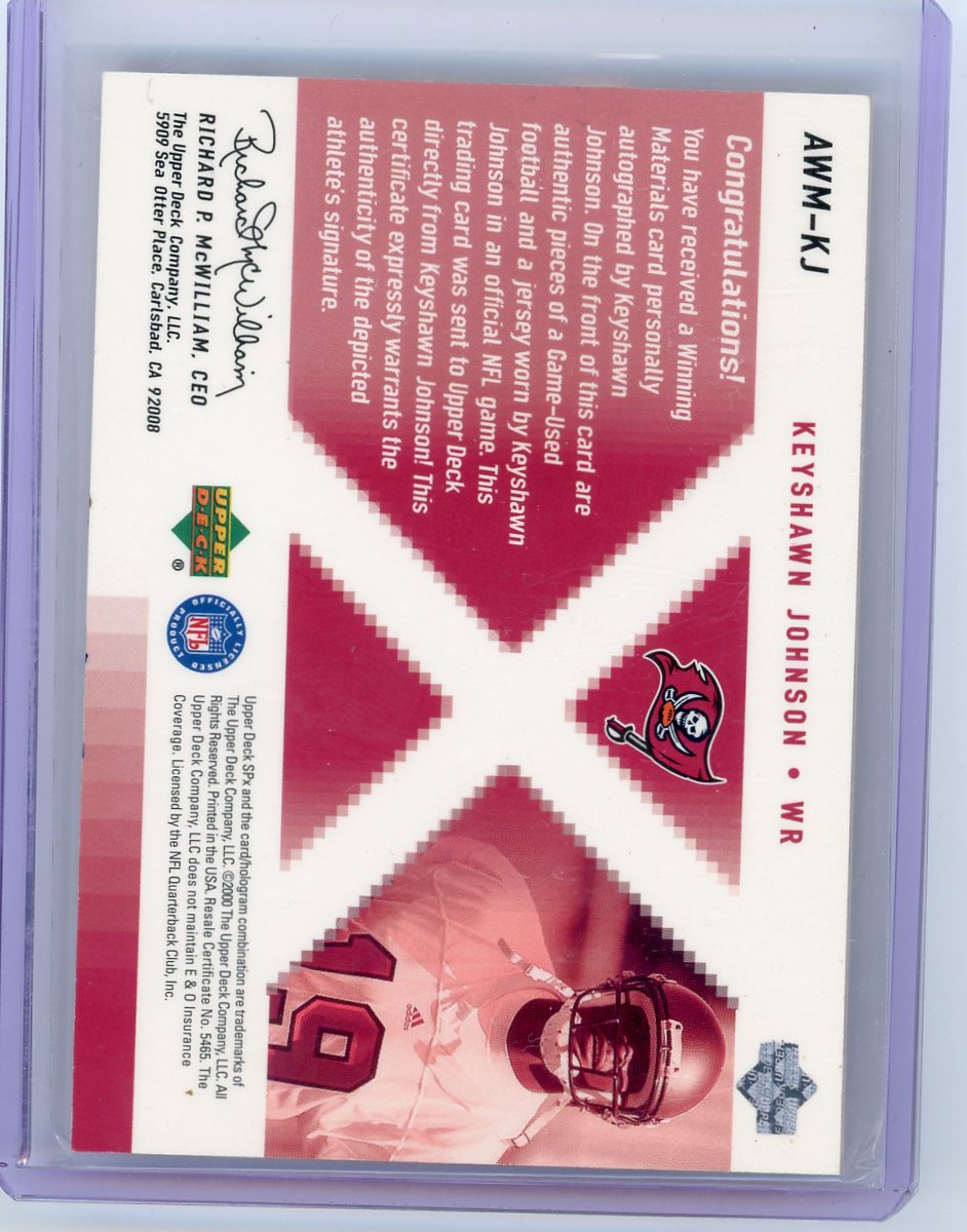 Keyshawn Johnson 2000 SPx Winning Materials Autograph #004/225