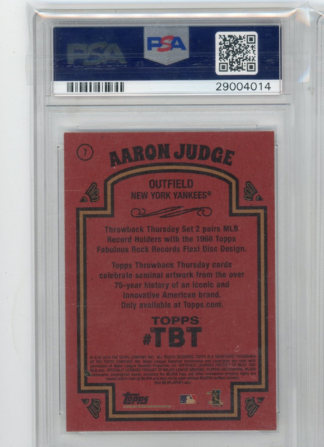 Aaron Judge 2018 Topps Throwback Thursday #7 PSA 9