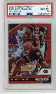 Anthony Edwards 2020 Panini Prizm Draft Picks red prizm rookie card #'d 294/299 PSA 10