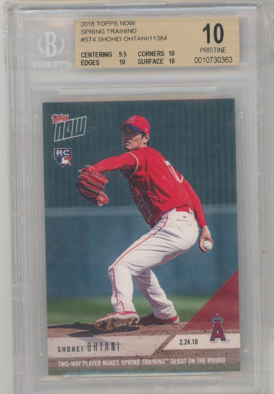 Shohei Ohtani 2018 Topps Now Spring Training #ST4 BGS 10