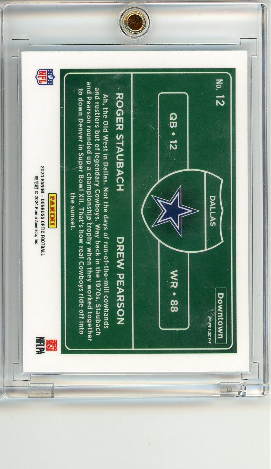Roger Staubach / Drew Pearson 2024 Donruss Optic Dual Downtown