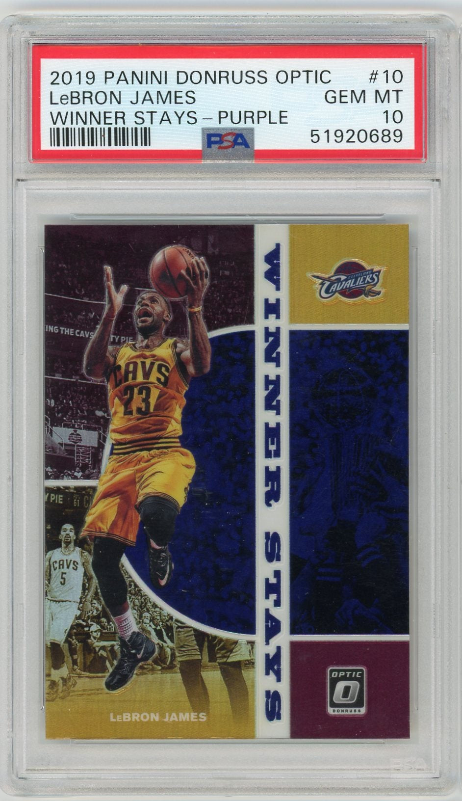 LeBron James 2019 Panini Donruss Optic Winner Stays Purple Prizm PSA 10