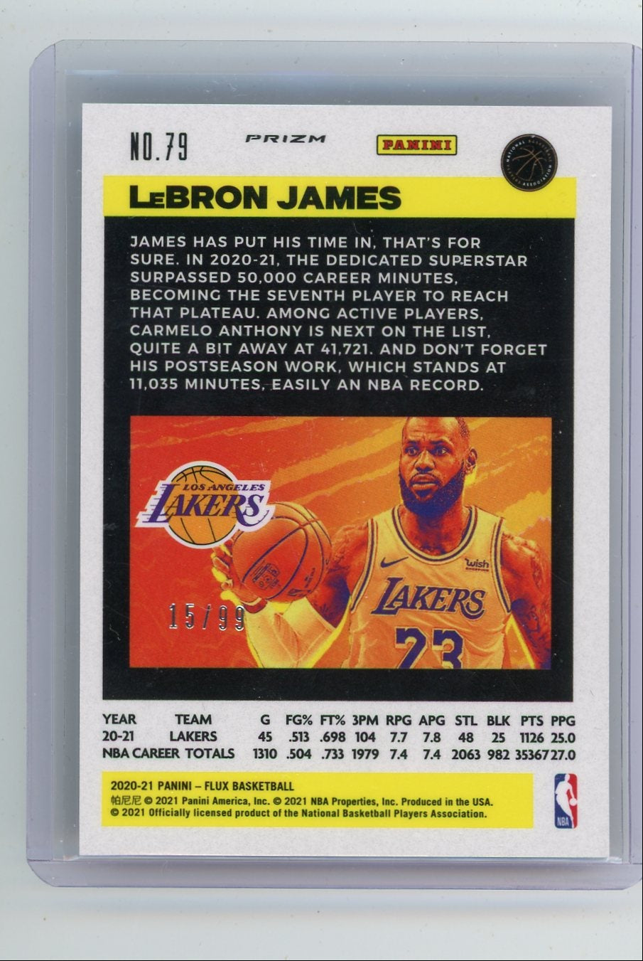 LeBron James 2020-21 Panini Flux Mojo Blue #'d 15/99