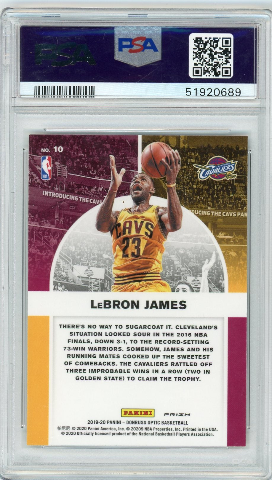 LeBron James 2019 Panini Donruss Optic Winner Stays Purple Prizm PSA 10