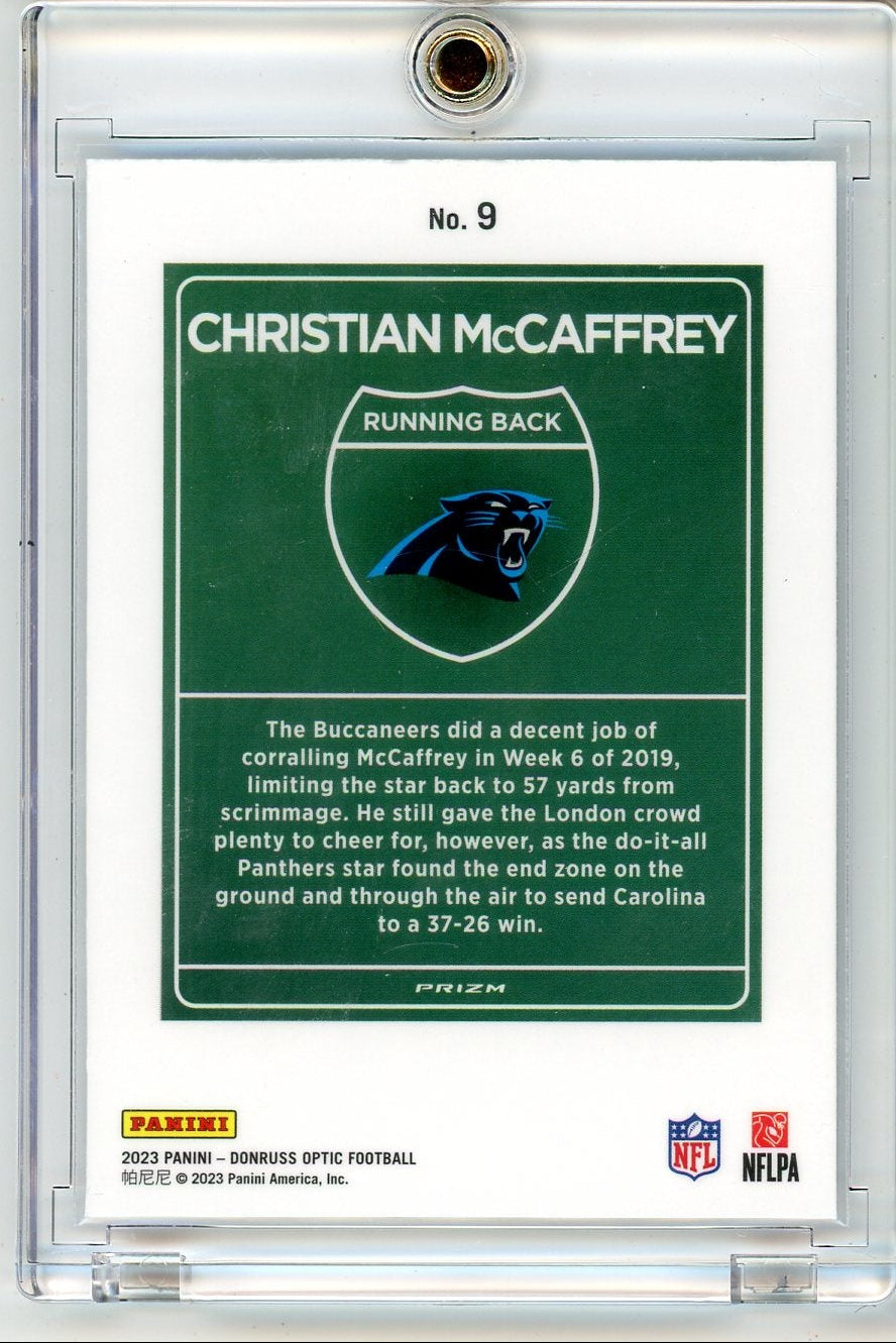 Christian McCaffrey 2023 Donruss Optic Downtown International