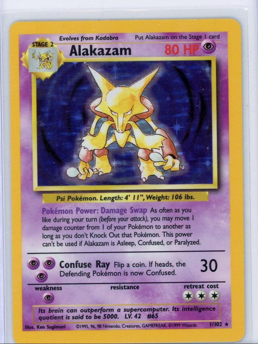 Alakazam Pokémon Base Set Unlimited Holo Rare #1/102