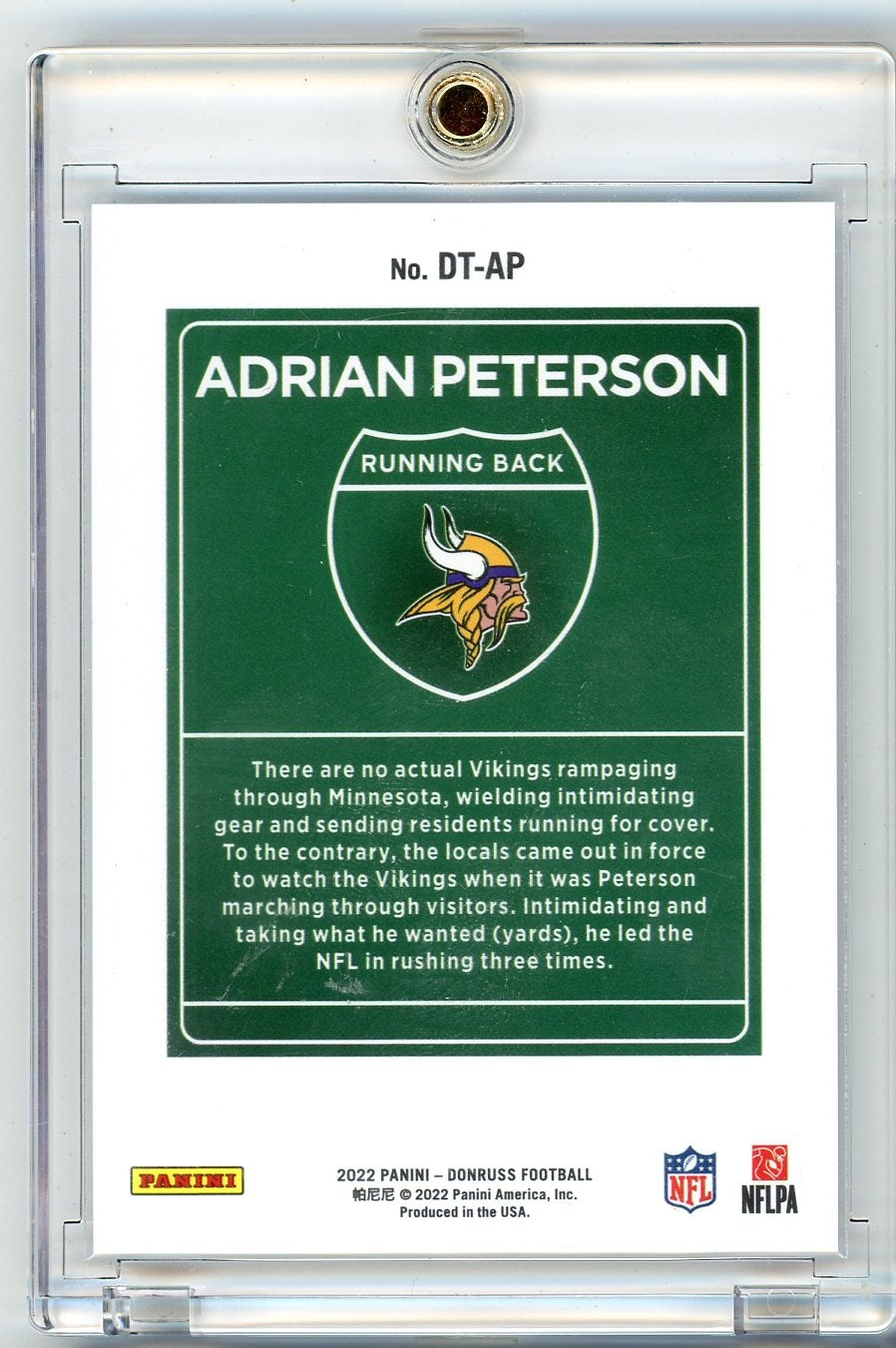 Adrian Peterson 2022 Donruss Downtown