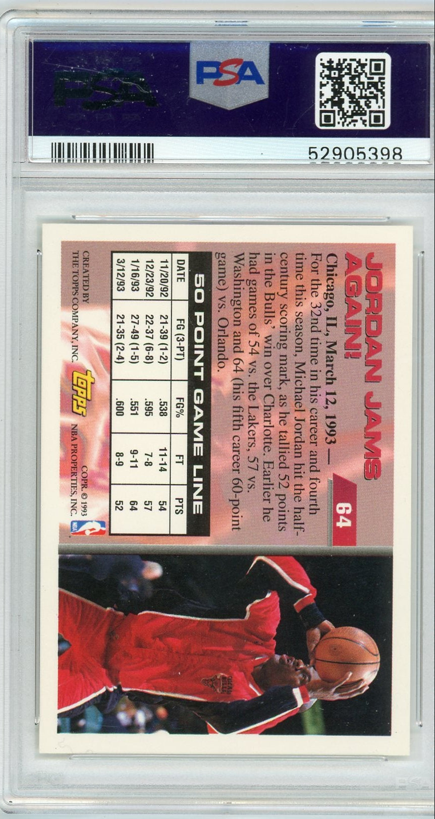 Michael Jordan 50 Point Club 1993 Topps #64 PSA 10