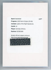 Carmelo Anthony 2025 Panini Origins Lights of the Night Signatures (redemption)