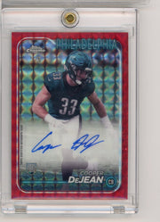 Cooper DeJean 2024 Topps Chrome Variation Rookie Autographs Red Geometric Refractor #'d 3/5 RC