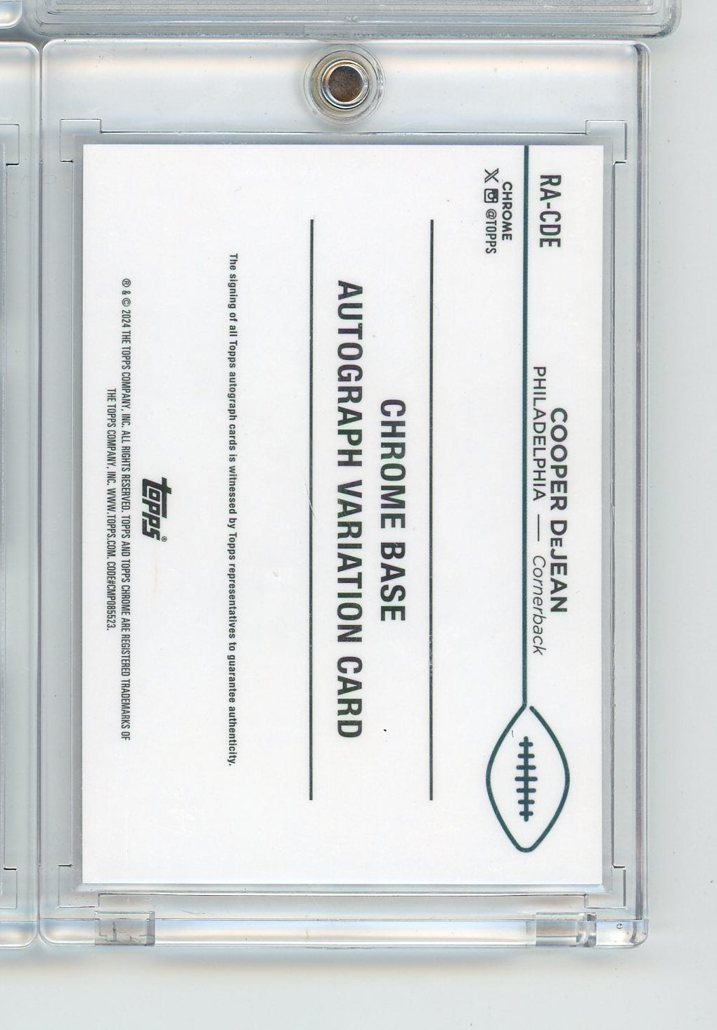 Cooper DeJean 2024 Topps Chrome Variation Rookie Autographs Red Geometric Refractor #'d 3/5 RC