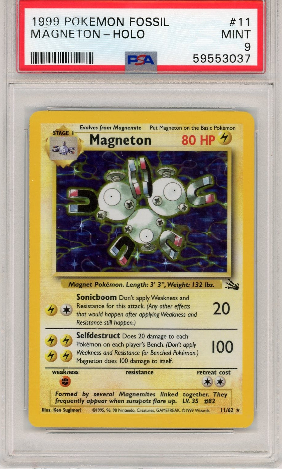 Magneton Pokémon 1999 Fossil Holo #11/62 PSA 9