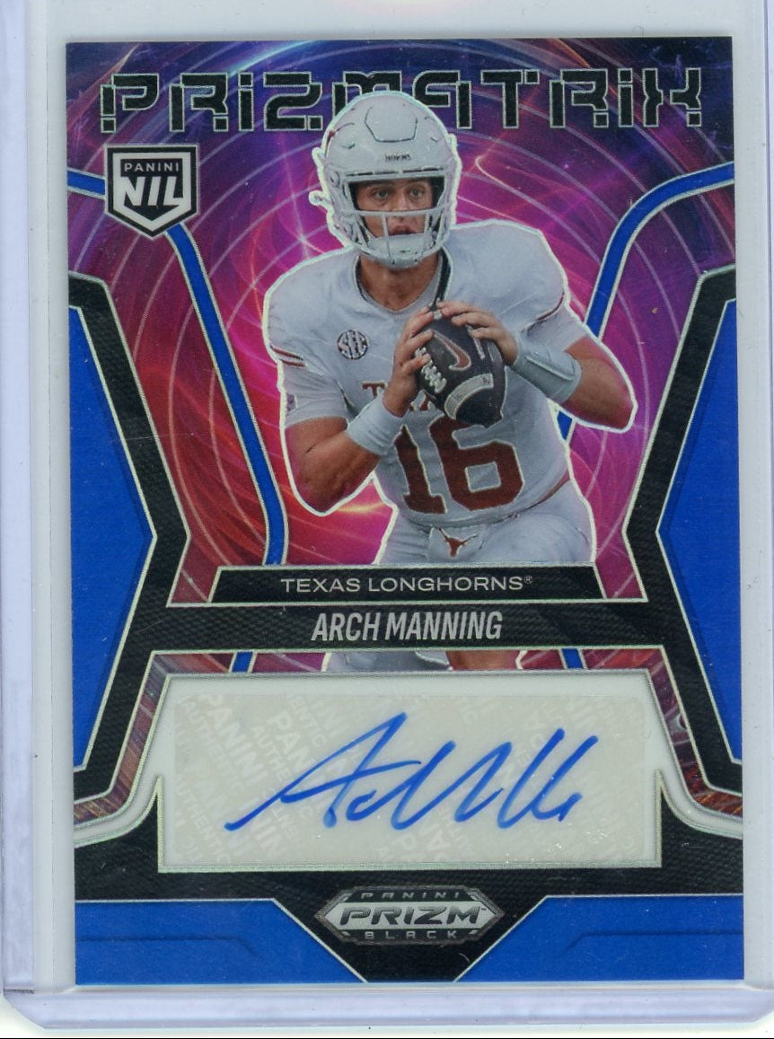Arch Manning 2025 Panini Prizm Black Prizmatrix Autograph #'d 02/49