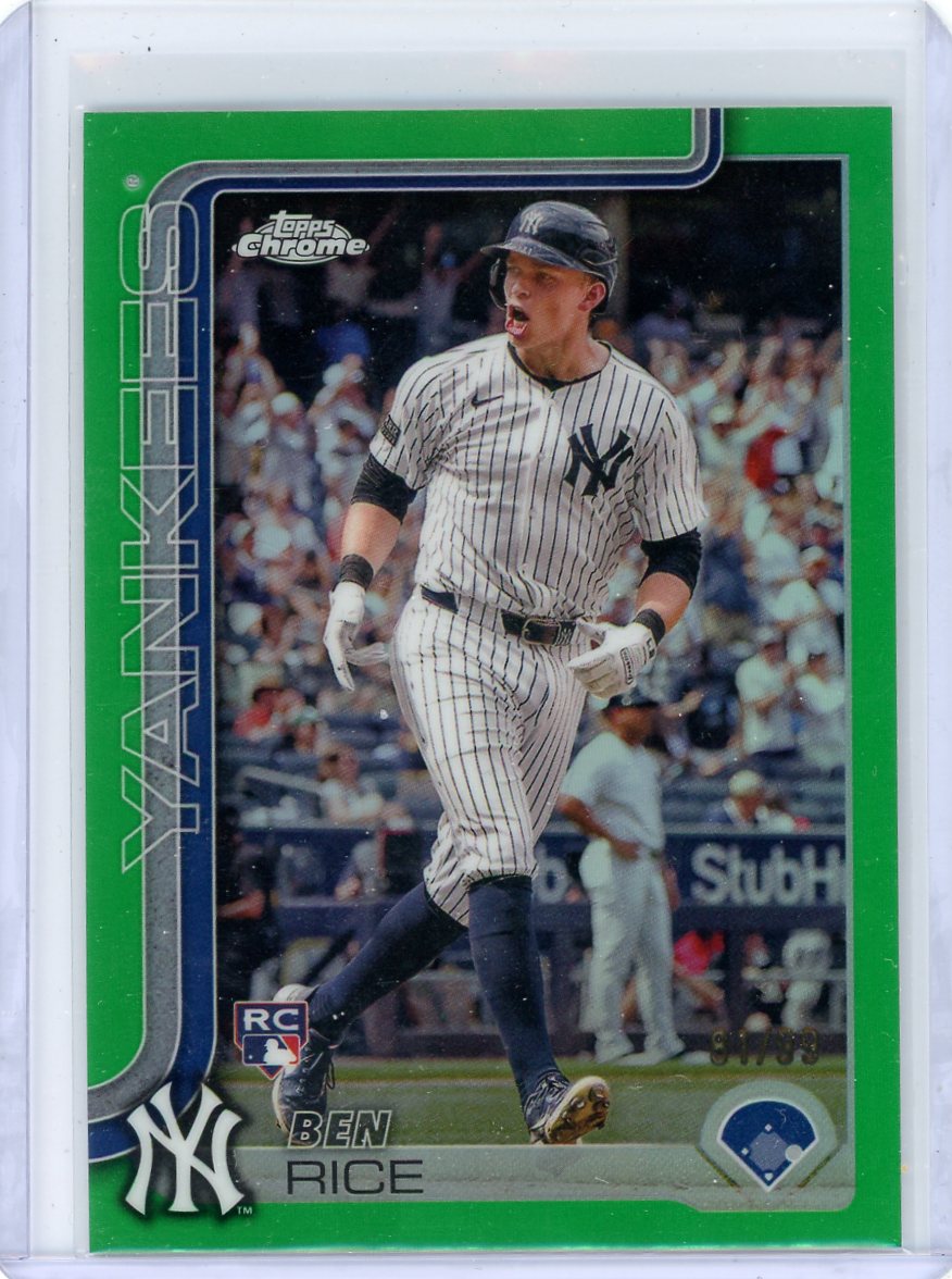 Ben Rice 2025 Topps Chrome Green Refractor #'d 81/99