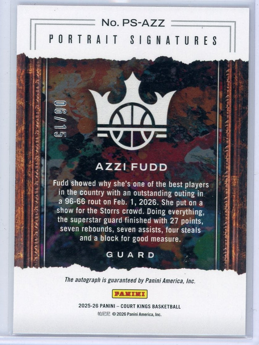 Azzi Fudd 2025-26 Panini Court Kings Basketball Portrait Signatures Blue #'d 06/15