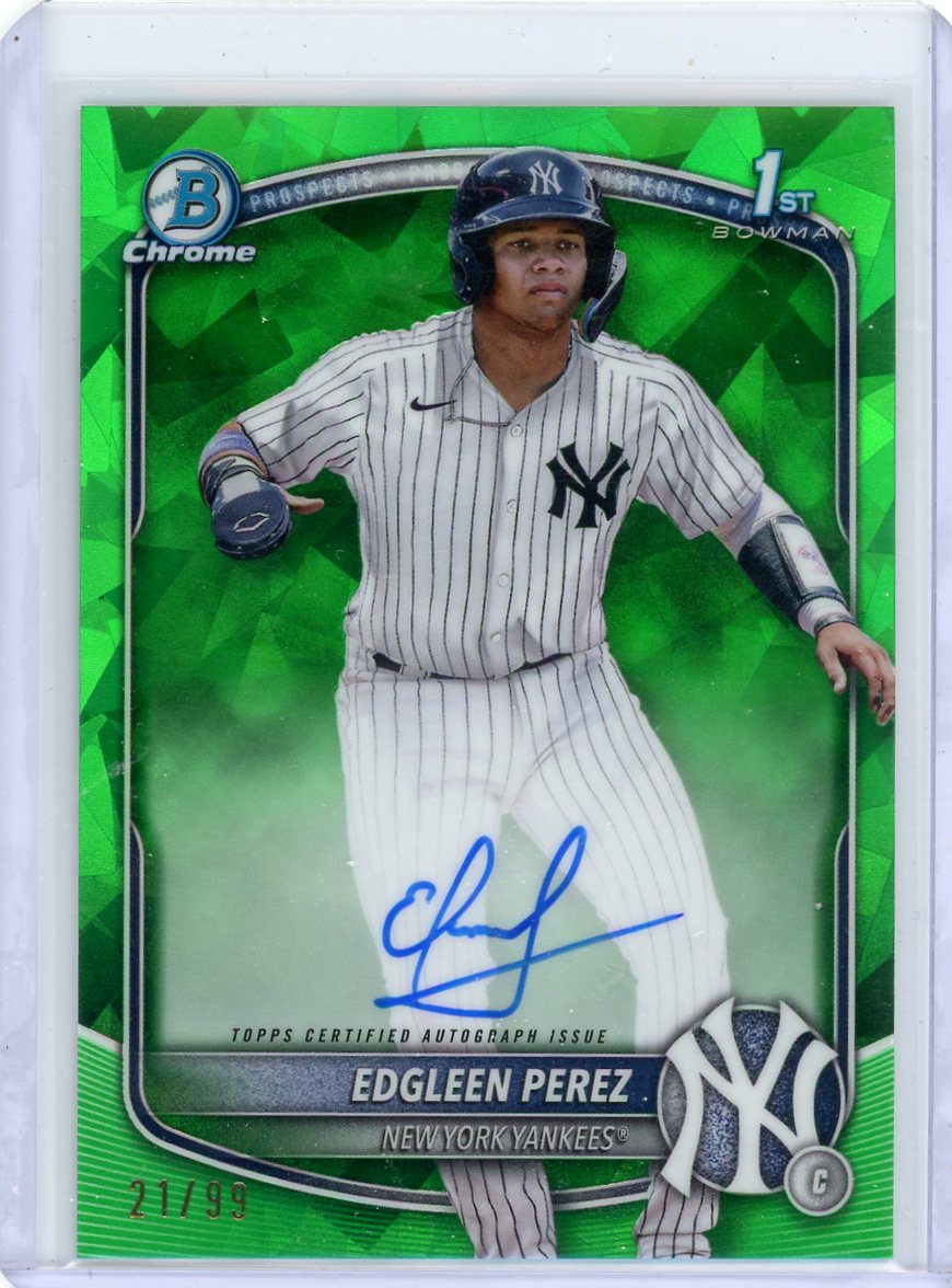 Edgleen Perez 2025 Bowman Chrome Sapphire Green Sapphire #'d 21/99