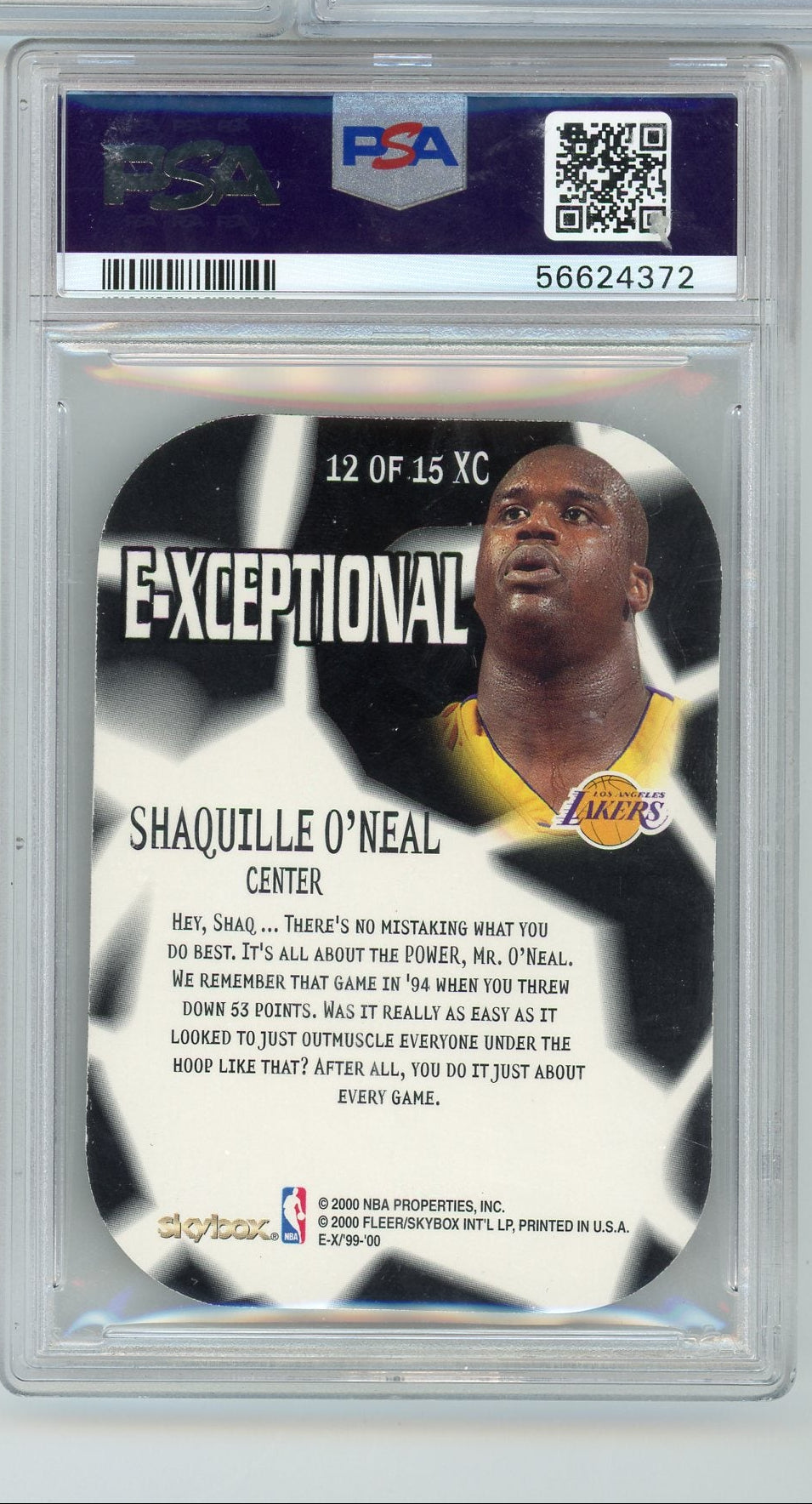 Shaquille O'Neal 1999-00 Skybox E-X E-Xceptional Red PSA 9