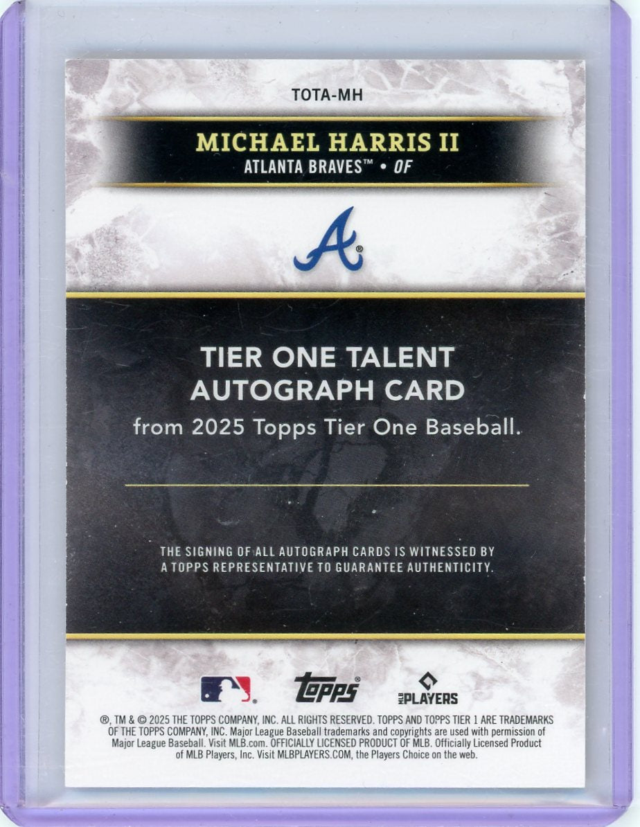 Michael Harris II 2025 Topps Tier One Tier One Talent Auto #'d 051/149