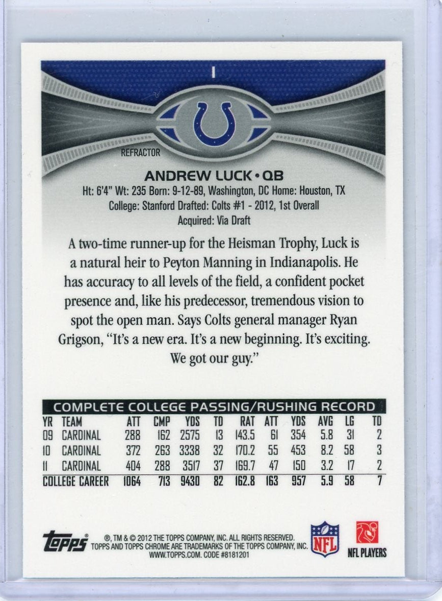 Andrew Luck 2012 Topps Chrome Refractor RC #1