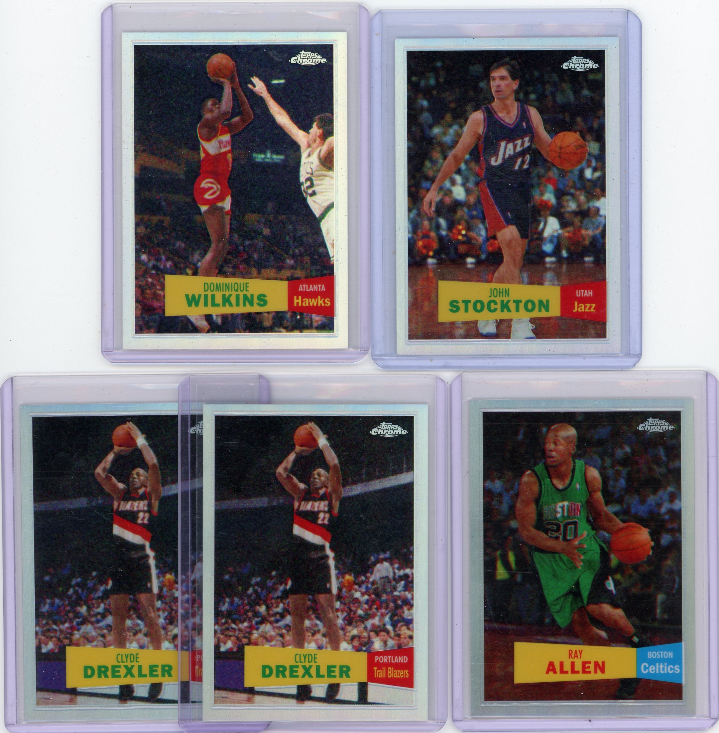 2008 Topps Chrome Retro Refractor #'d /999 5-card Lot