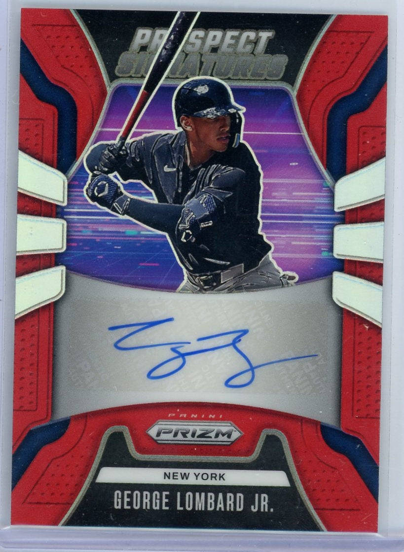 George Lombard Jr. 2026 Panini Prizm Baseball Prospect Signatures Red #'d 12/99