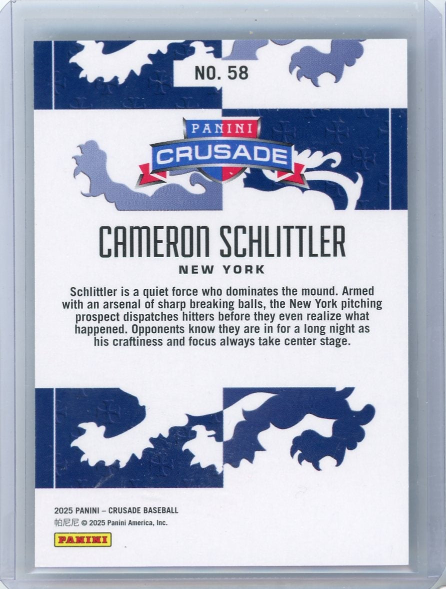 Cam Schlittler 2025 Panini Crusade teal #'d 24/49