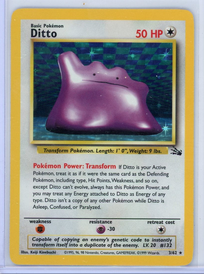 Ditto 1999 Pokémon Fossil Holo Rare #3/62 LP