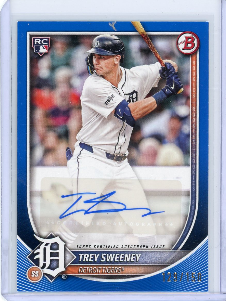Trey Sweeney 2025 Bowman Auto RC Blue #'d 129/150