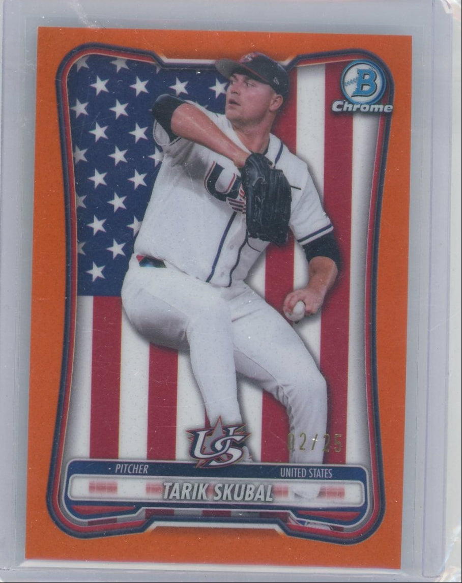 Tarik Skubal 2026 Bowman World Baseball Classic USA Orange #'d 02/25