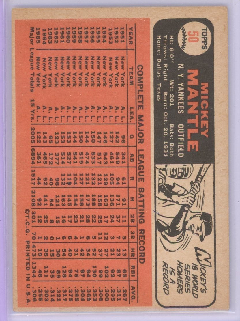 Mickey Mantle 1966 Topps #50 (OC)
