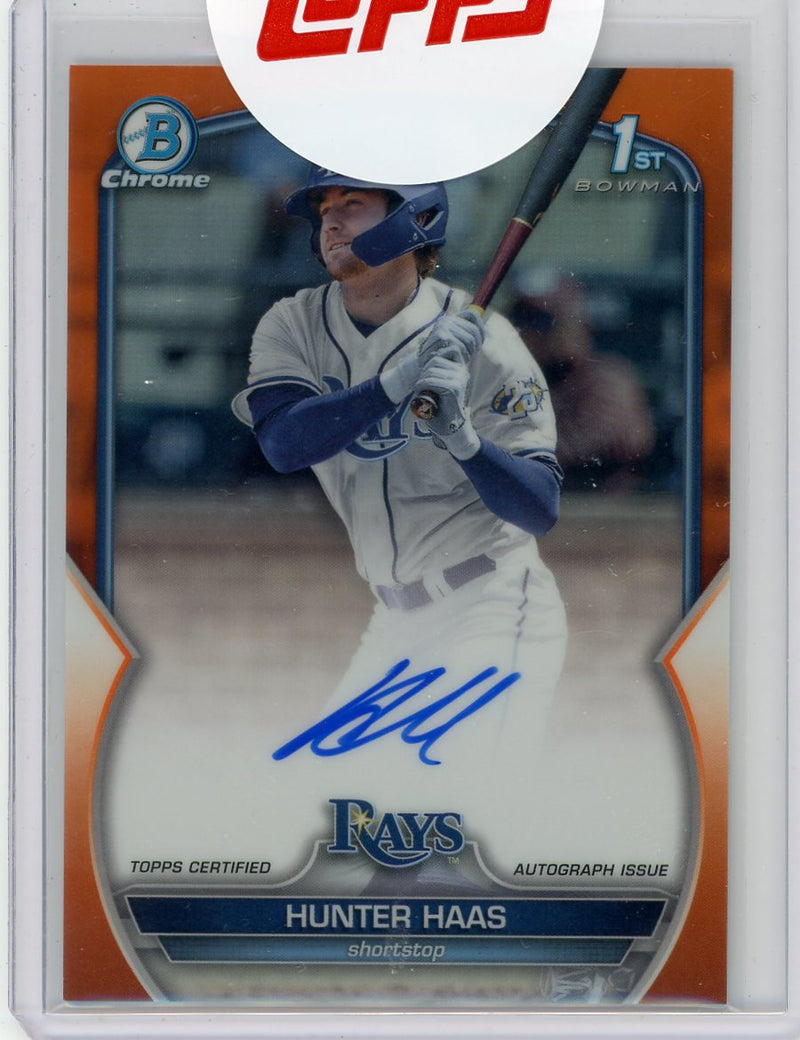 Hunter Haas 2023 1st Bowman Chrome Draft autograph orange refractor 