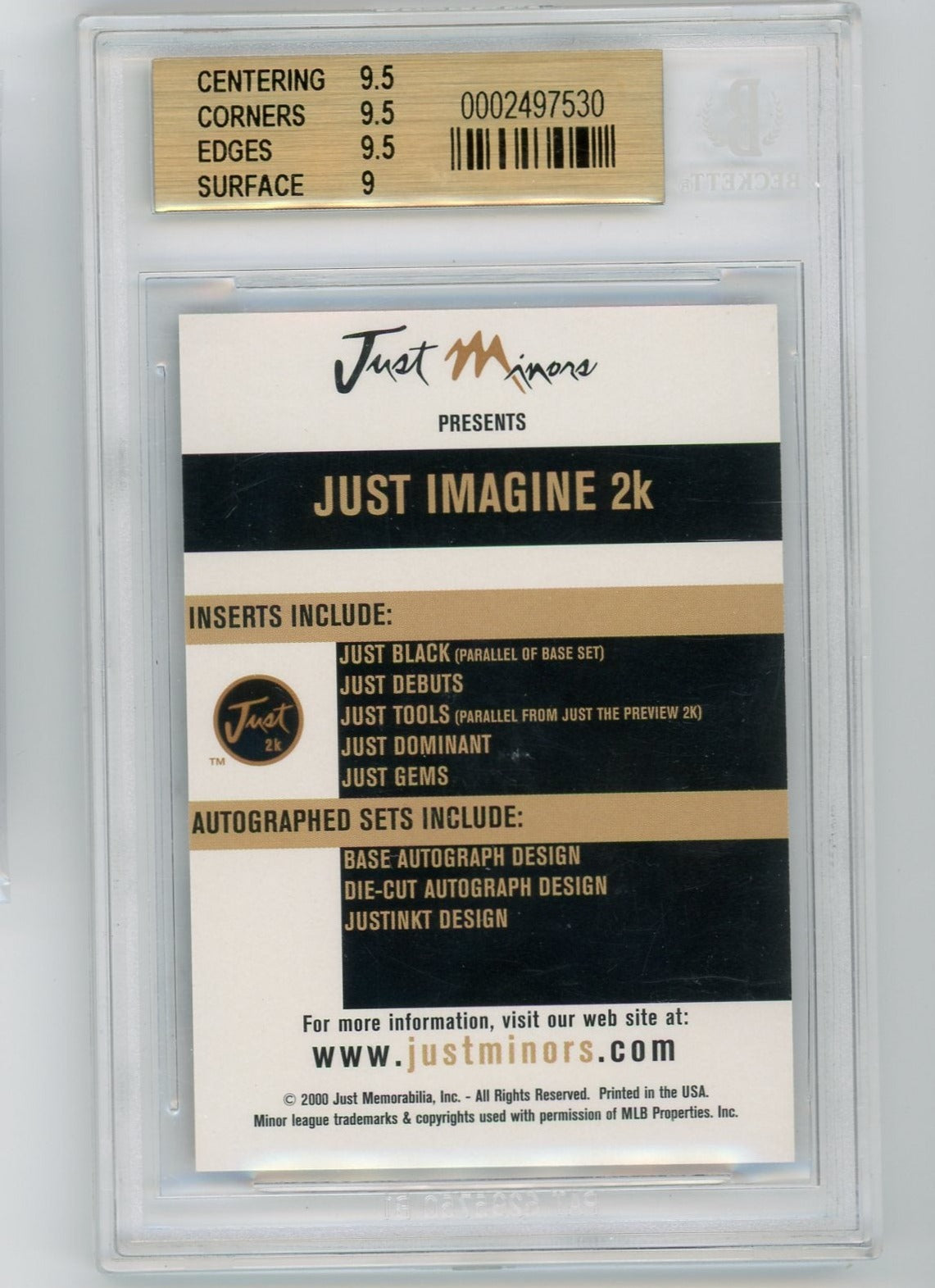Nick Johnson/Alfonso Soriano 2000 Just Memorabilia Imagine Promos BGS 9.5