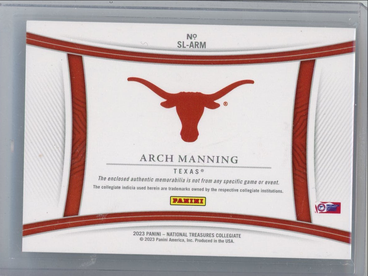 Arch Manning 2023 Panini National Treasures Collegiate Patch #'d 65/75