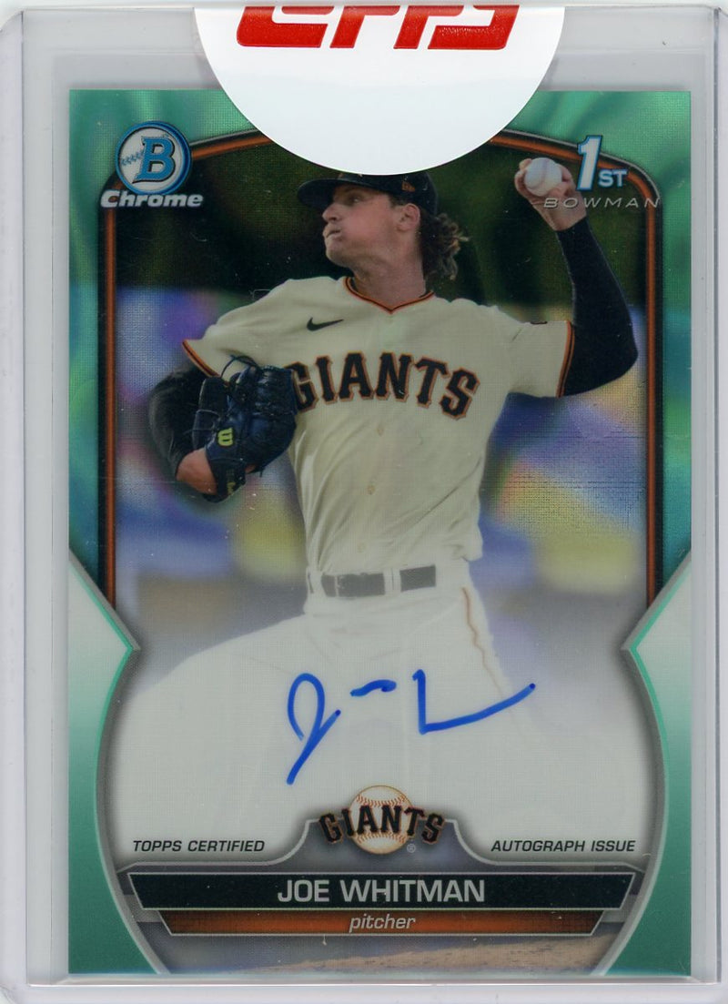 Joe Whitman 2023 1st Bowman Chrome Draft autograph aqua lava refractor 