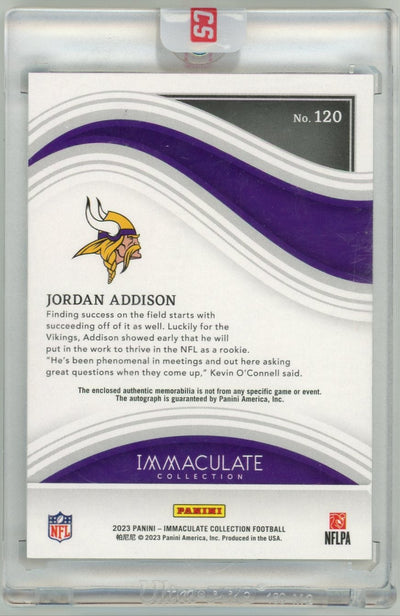 Jordan Addison 2023 Panini Immaculate RPA #'d 63/99 sealed