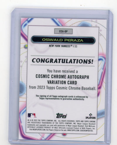 Oswald Peraza 2023 Topps Chrome Cosmic Rookie Autograph