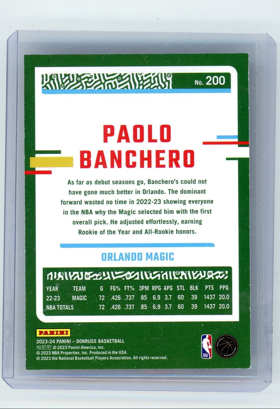 Paolo Banchero 2023-24 Panini Donruss Red and Blue Laser Holo #'d 06/15