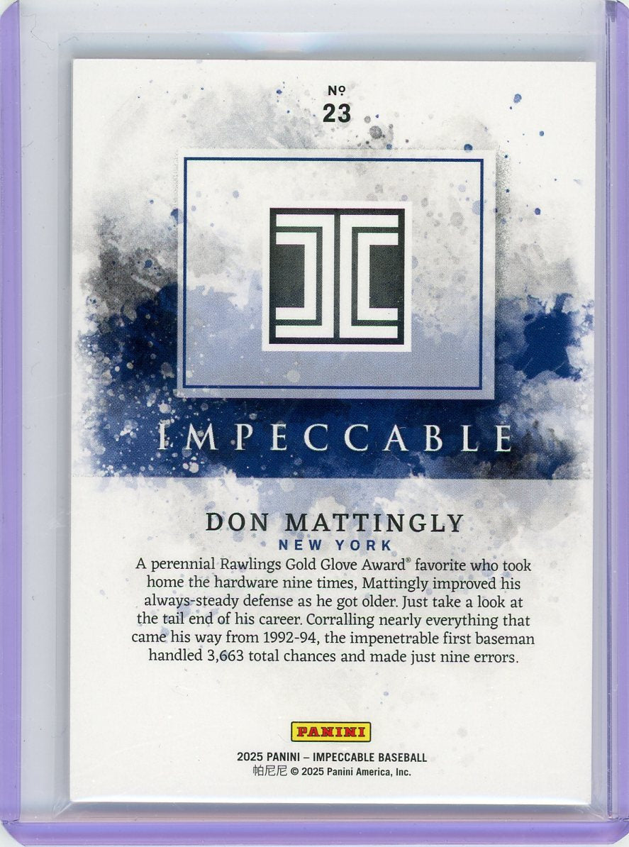 Don Mattingly 2025 Panini Impeccable No. 23 #'d 82/99