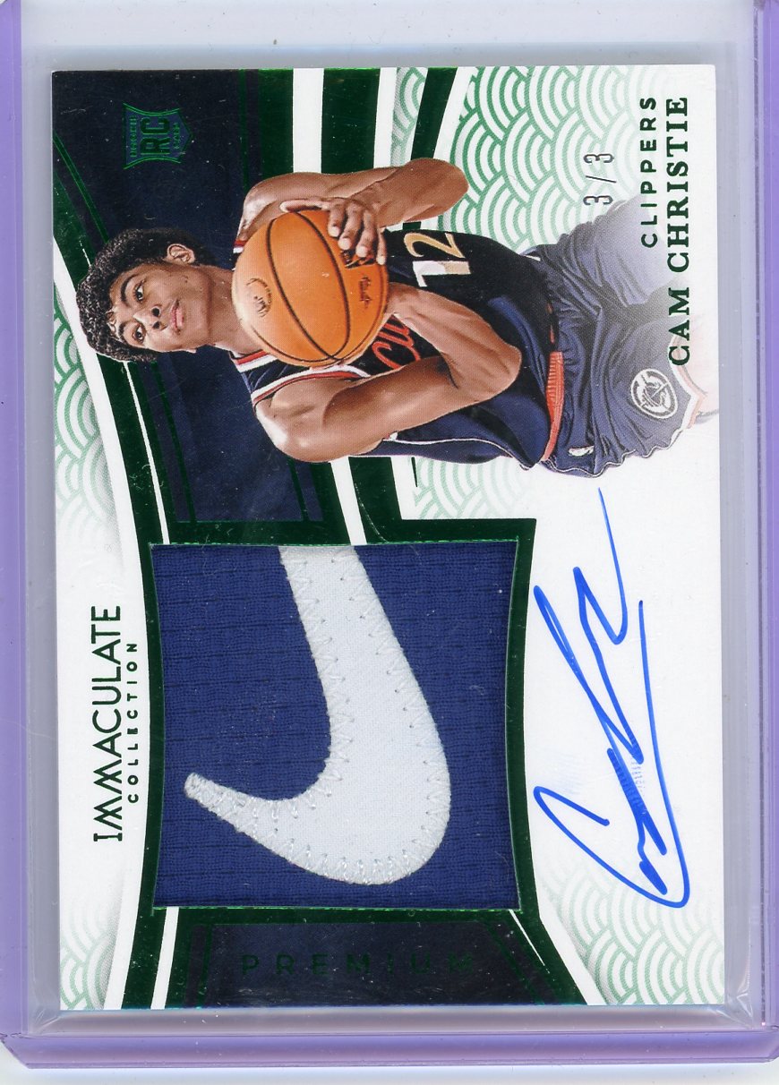 Cam Christie 2024-25 Panini Immaculate Collection Premium Patch Autograph International Green #'d 3/3