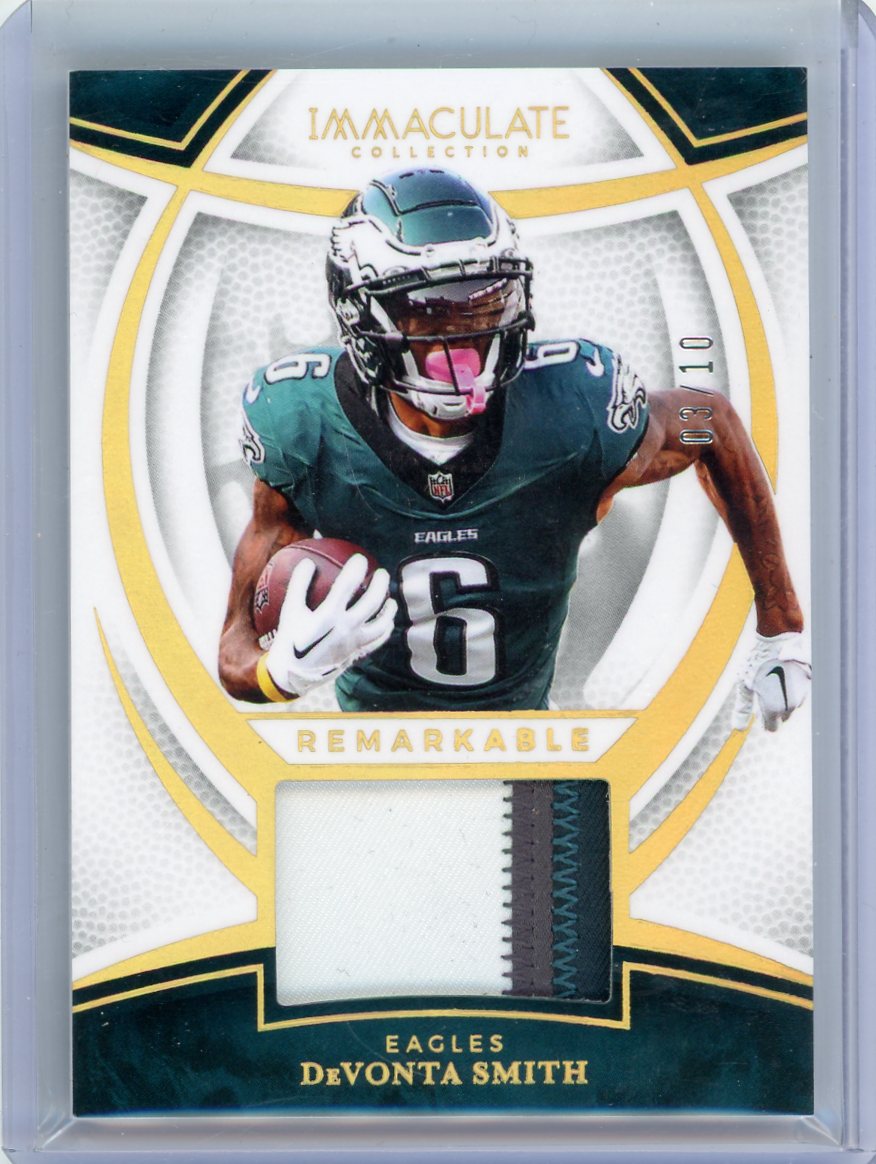 DeVonta Smith 2025 Panini Immaculate Collection Remarkable Jersey Gold #'d 03/10