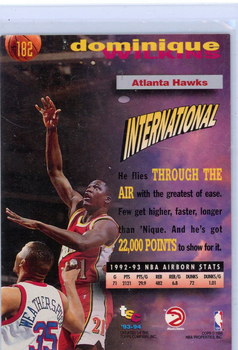 Dominique Wilkins 1993-94 Topps Stadium Club Frequent Flyers 1st Day Issue
