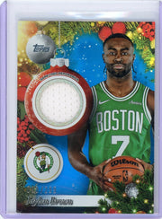 Jaylen Brown 2025 Topps Basketball Holiday Ornament Patch Blue #'d 003/299