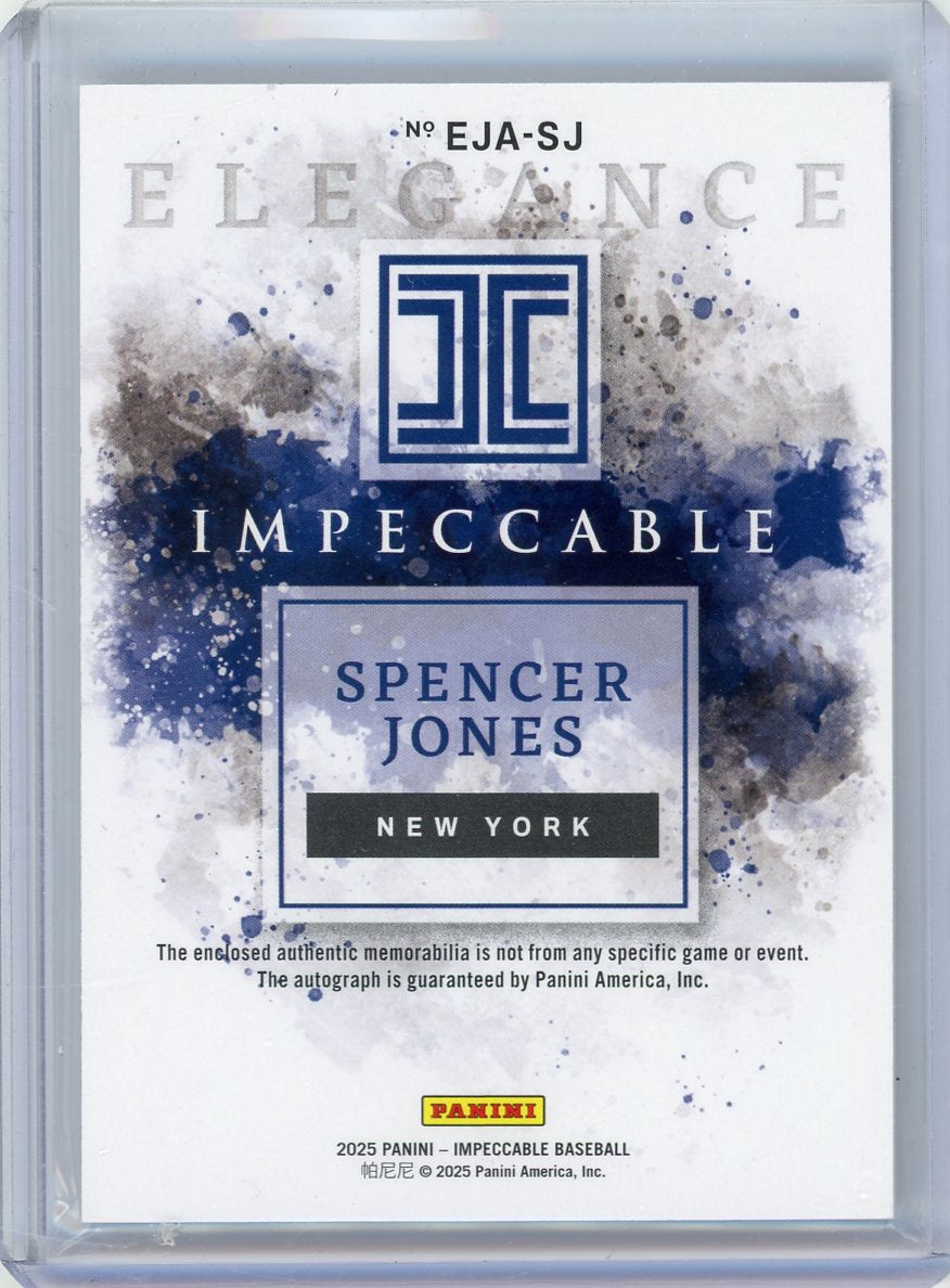 Spencer Jones 2025 Impeccable Elegance Jersey Auto Holo Silver #'d 21/25