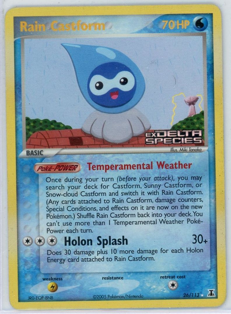 Rain Castform Pokemon ex Delta Species reverse holo #26/113 (stamp; minor crease on back)