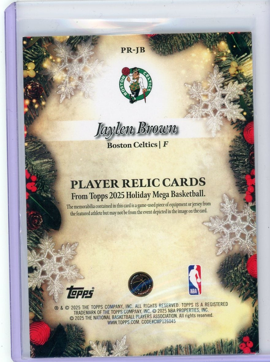 Jaylen Brown 2025 Topps Basketball Holiday Ornament Patch Blue #'d 003/299
