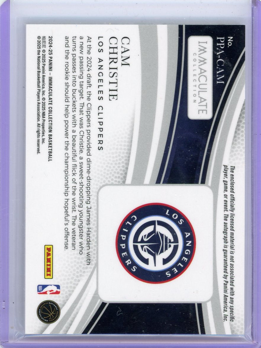 Cam Christie 2024-25 Panini Immaculate Collection Premium Patch Autograph International Green #'d 3/3
