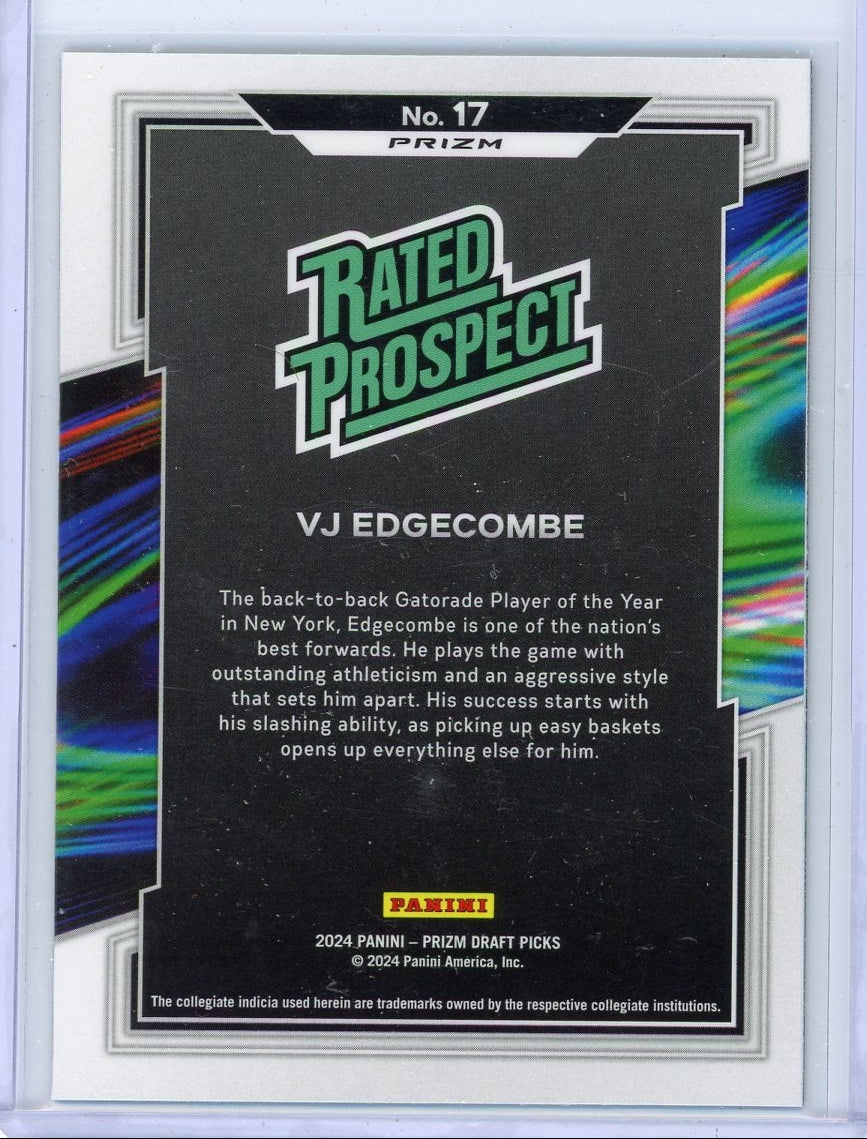 VJ Edgecombe 2024 Panini Prizm Draft Picks Rated Prospect Tiger Stripe prizm